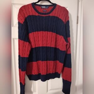 Ralph Lauren Polo Red and Blue Crewneck Sweater Vintage